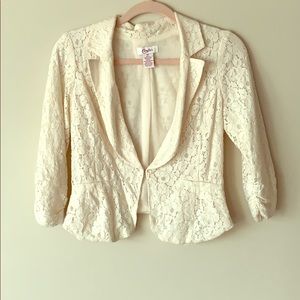 Candies cream white lace blazer